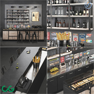 Industrial style bar bar chair 3d model